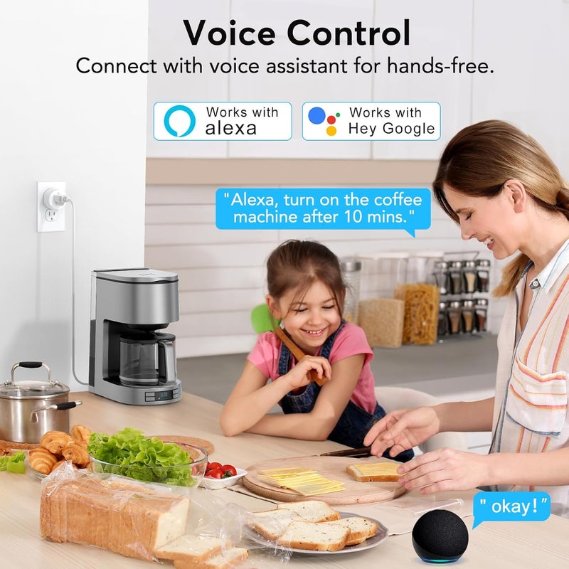 EIGHTREE Smart Plug, Smart Home WiFi Outlet Compatible with Alexa & Google Home, Smart Socket with Remote Control & Timer Function, 2.4GHz WiFi Only - Image 4